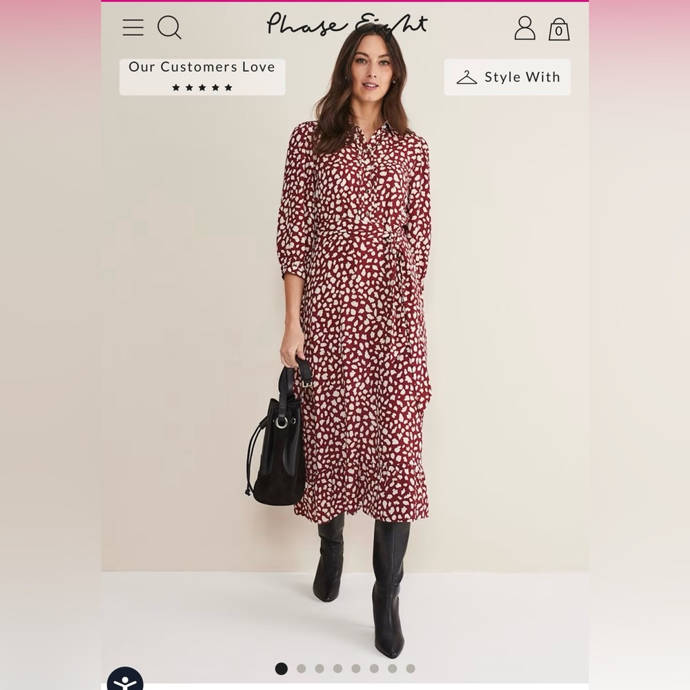 Este Polka Dot Shirt Midi Dress